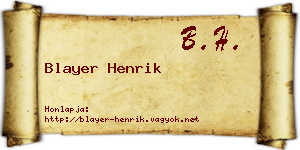 Blayer Henrik névjegykártya